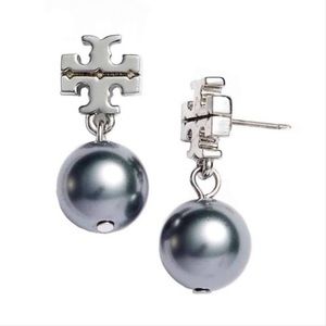 NWOT Tory Burch Silver Pearl Drop Earrings